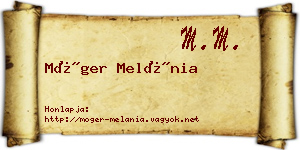 Móger Melánia névjegykártya